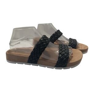 Black Double Braid Strap Sandals US 8.5 Comfort Cliffs By White Mountain